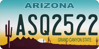 AZ license plate ASQ2522