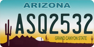 AZ license plate ASQ2532