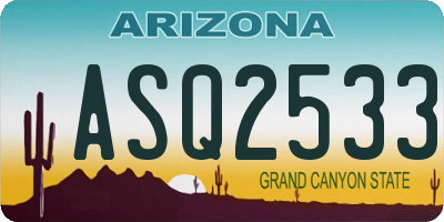 AZ license plate ASQ2533