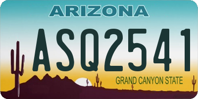 AZ license plate ASQ2541