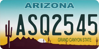AZ license plate ASQ2545