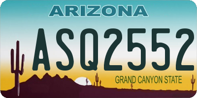 AZ license plate ASQ2552