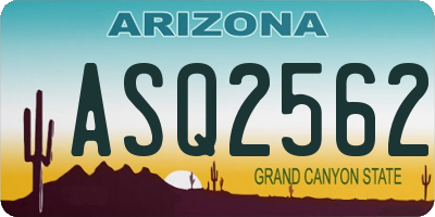 AZ license plate ASQ2562