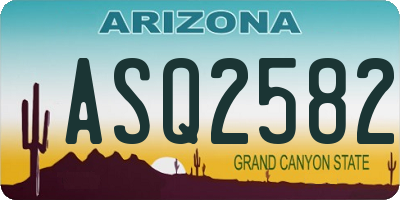 AZ license plate ASQ2582