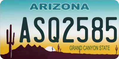AZ license plate ASQ2585