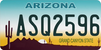 AZ license plate ASQ2596