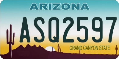 AZ license plate ASQ2597