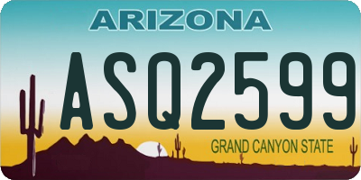 AZ license plate ASQ2599