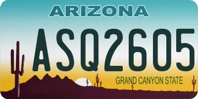 AZ license plate ASQ2605