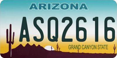 AZ license plate ASQ2616