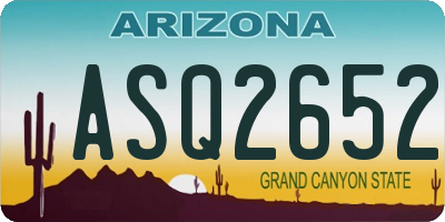 AZ license plate ASQ2652