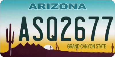 AZ license plate ASQ2677