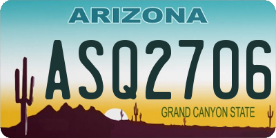 AZ license plate ASQ2706