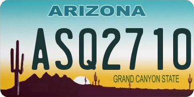 AZ license plate ASQ2710