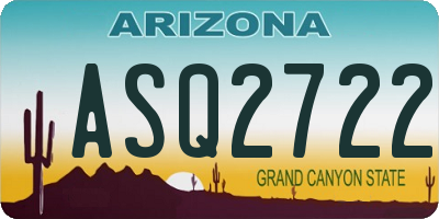 AZ license plate ASQ2722