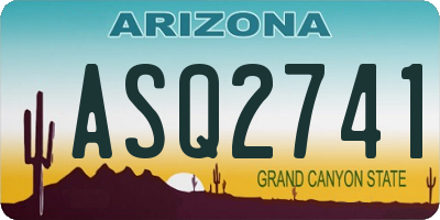 AZ license plate ASQ2741