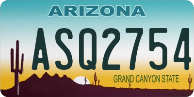 AZ license plate ASQ2754