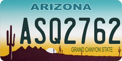 AZ license plate ASQ2762
