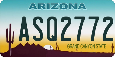 AZ license plate ASQ2772
