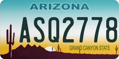 AZ license plate ASQ2778