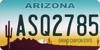 AZ license plate ASQ2785