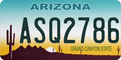 AZ license plate ASQ2786