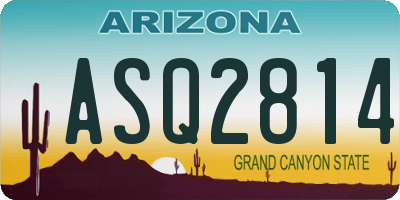 AZ license plate ASQ2814