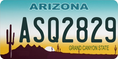 AZ license plate ASQ2829