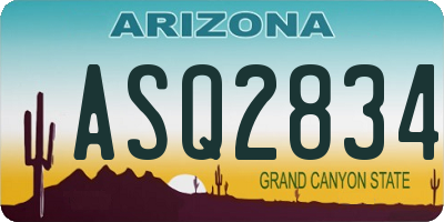 AZ license plate ASQ2834