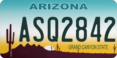 AZ license plate ASQ2842