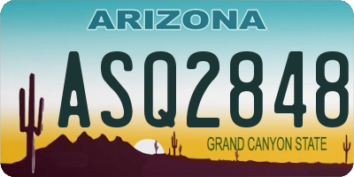 AZ license plate ASQ2848