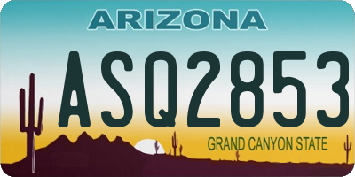 AZ license plate ASQ2853