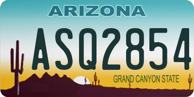 AZ license plate ASQ2854