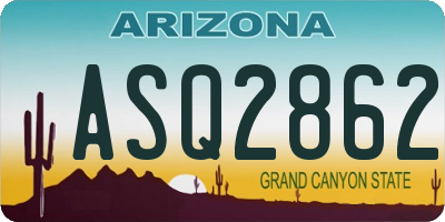AZ license plate ASQ2862