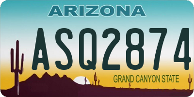 AZ license plate ASQ2874
