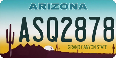 AZ license plate ASQ2878