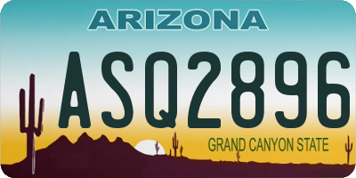 AZ license plate ASQ2896