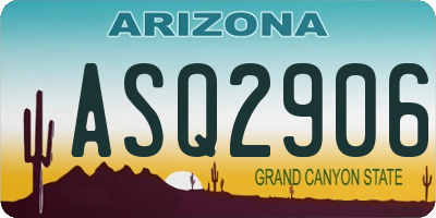 AZ license plate ASQ2906