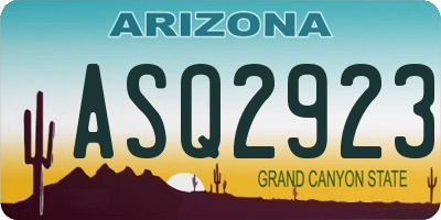 AZ license plate ASQ2923