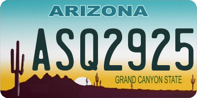 AZ license plate ASQ2925