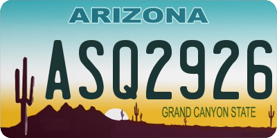 AZ license plate ASQ2926