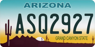 AZ license plate ASQ2927