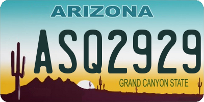 AZ license plate ASQ2929