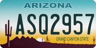 AZ license plate ASQ2957