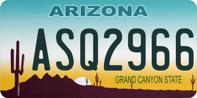 AZ license plate ASQ2966
