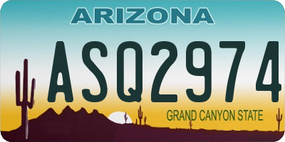 AZ license plate ASQ2974