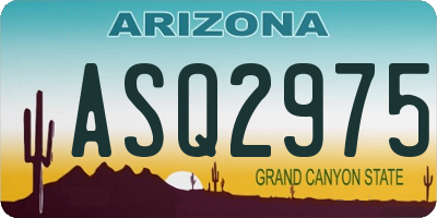 AZ license plate ASQ2975