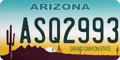 AZ license plate ASQ2993