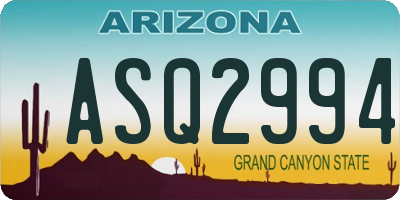 AZ license plate ASQ2994