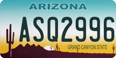 AZ license plate ASQ2996